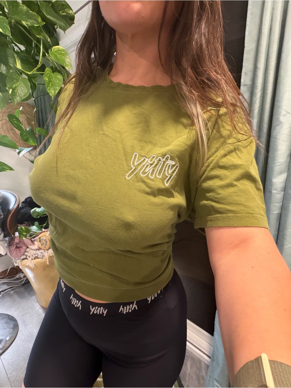 YITTY Olive Green Cropped Logo Tee